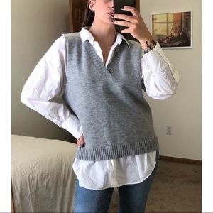 Gray V-Neck Sweater Vest